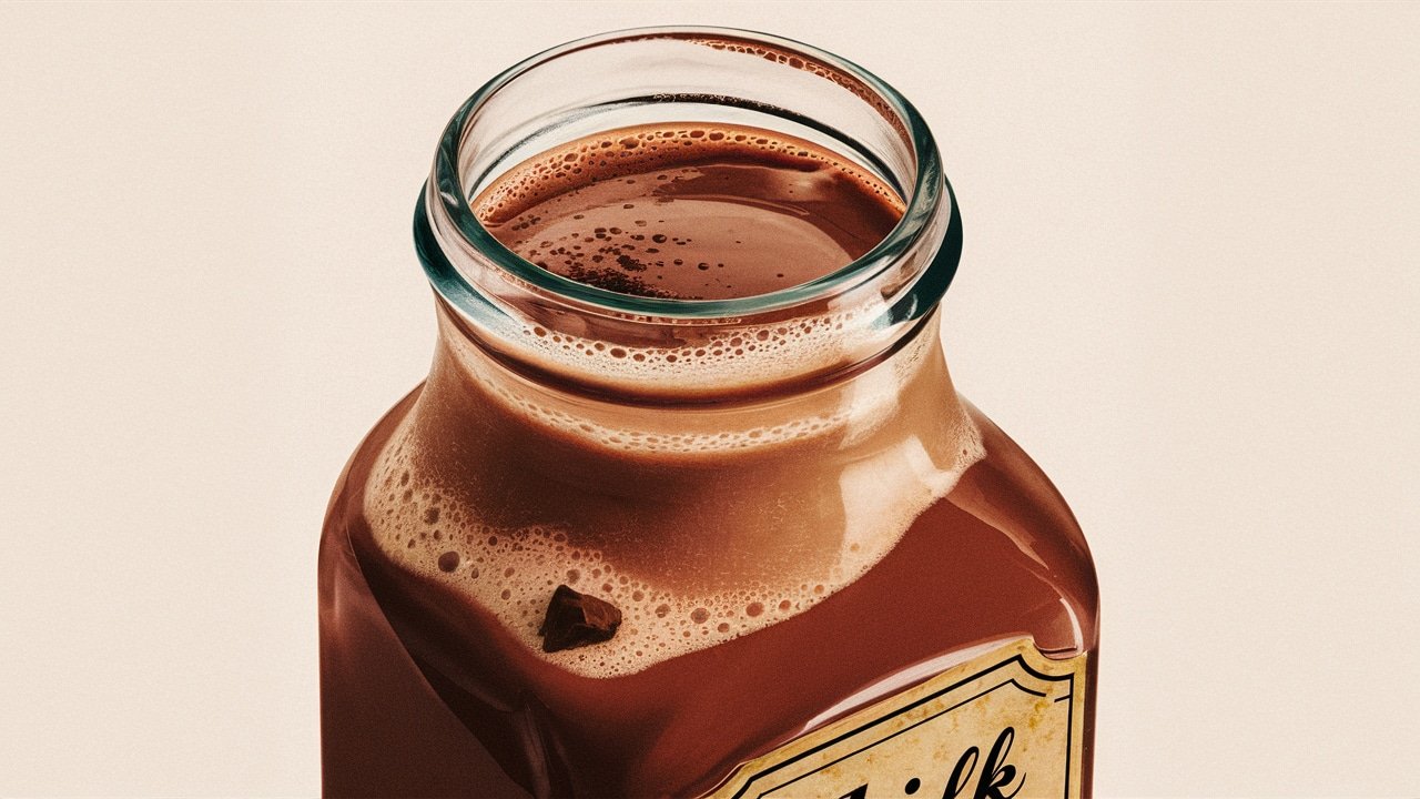 Chocolate milk in a glass bottle