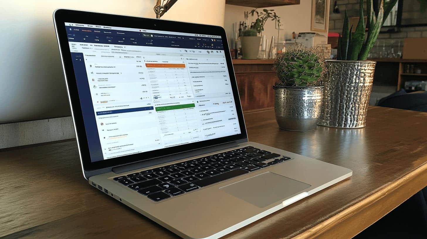 Laptop displaying project management software, illustrating Digital Tools for Independent Business Success.