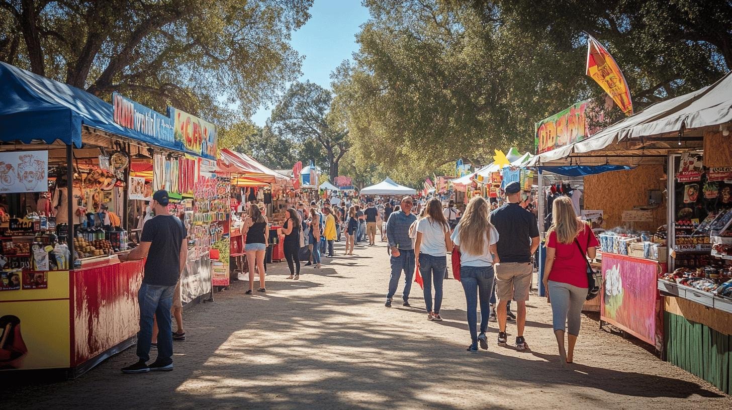 Local market with people shopping, highlighting the theme of Buying Local vs Corporate.