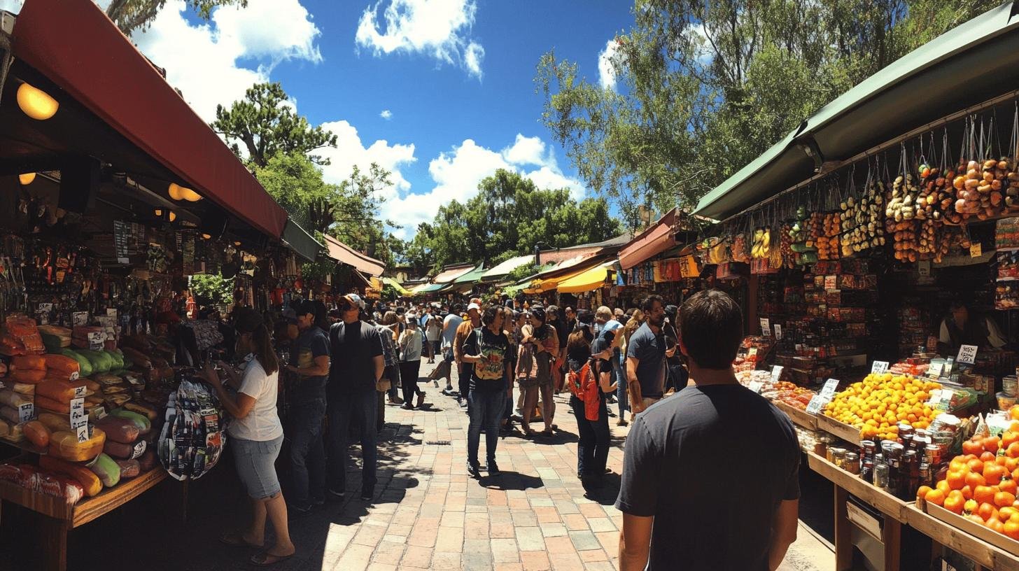 a group of people walking on a street in a market - Consumer Sovereignty and Capitalism