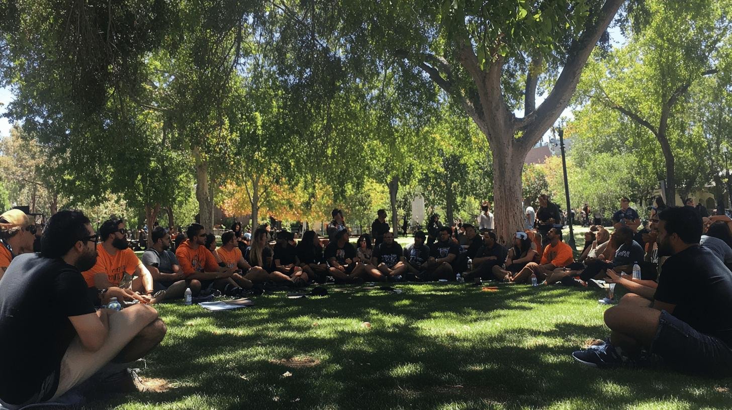 people sitting under trees in a park - Defamation and Freedom of Speech