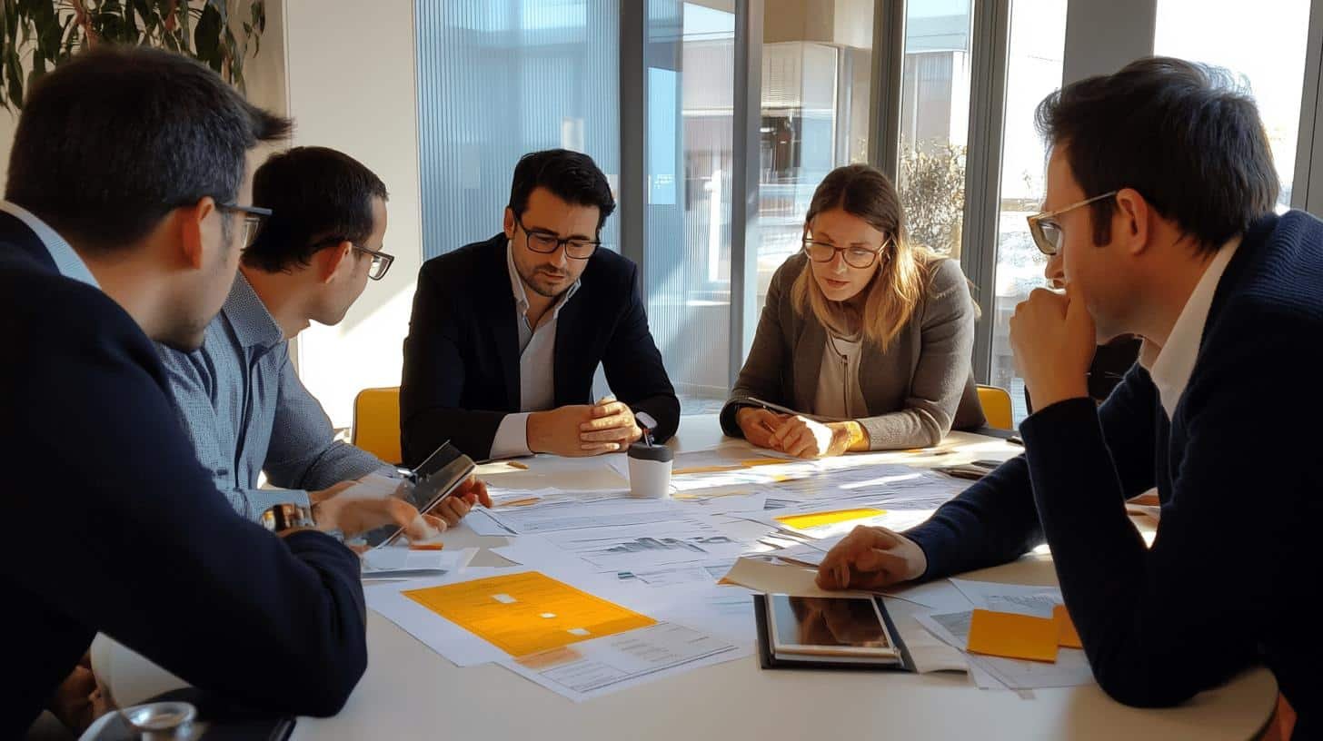 Team discussing the Definition of Economic Liberty in a collaborative office meeting.