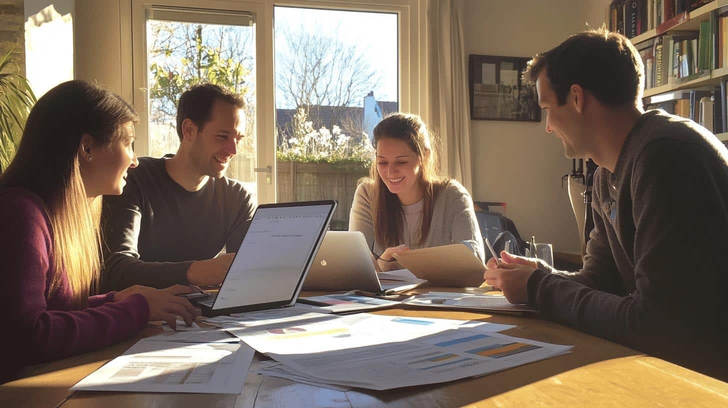 Group of people working together in a bright office, discussing Family Business Tax Rules.