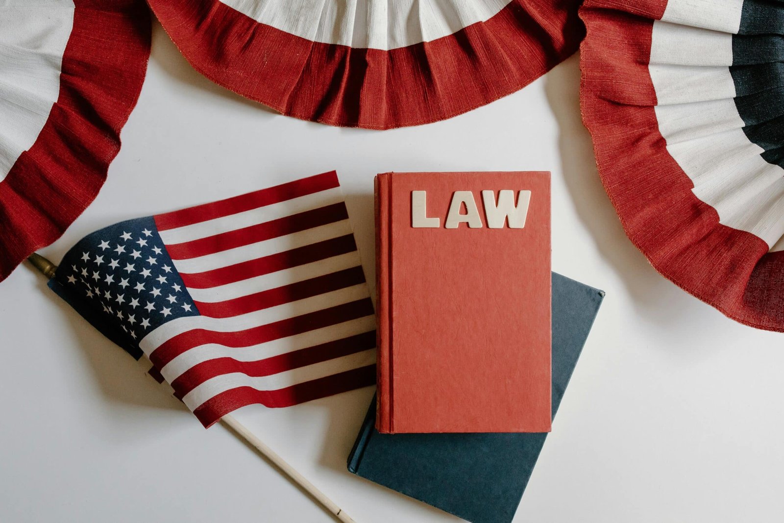 American flag and a law book symbolizing limitations on freedom of speech in modern society.