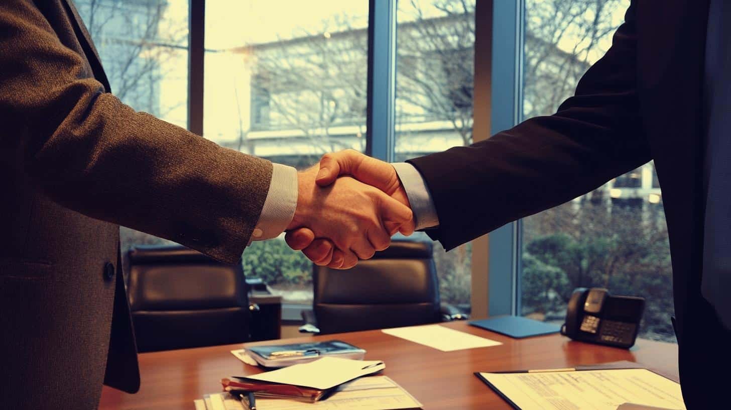 Two business professionals shaking hands, symbolizing Inorganic Growth in Business.