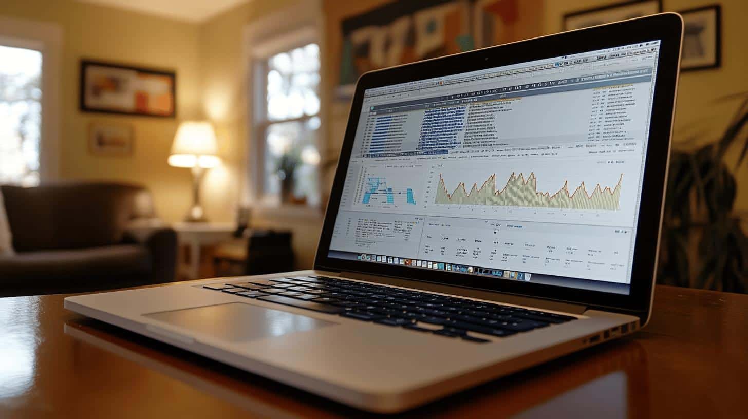 Laptop displaying Local SEO for Small Businesses analytics in a cozy workspace.