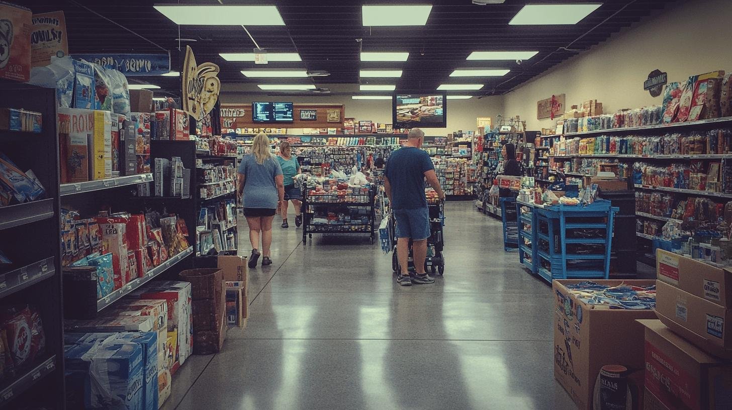 Shoppers in a store supporting non-woke companies.