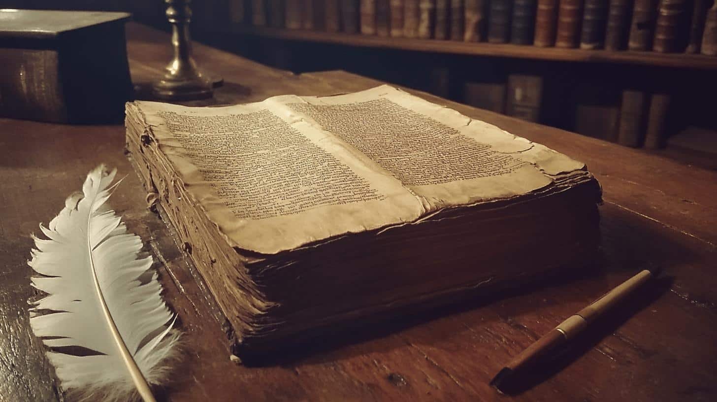 An old book on a wooden desk, symbolizing the historical context of economic liberty.